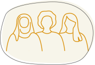 Illustration of women standing together for infographic