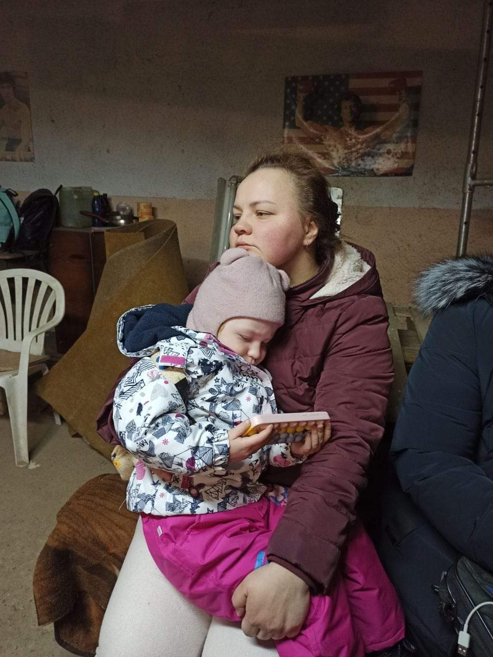 Ukrainian mom and child