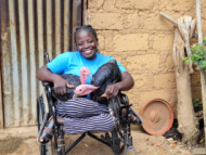 Mary with her turkeys