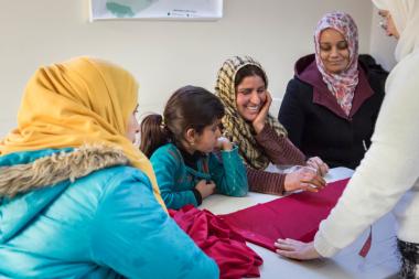 Women participate in skills training for the Stronger Women, Stronger Nations Program in Iraq 